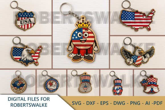 Patriotic Crowned Emoji Keychain SVG