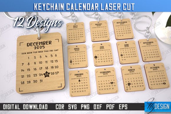 Keychain Calendar CNC File Bundle