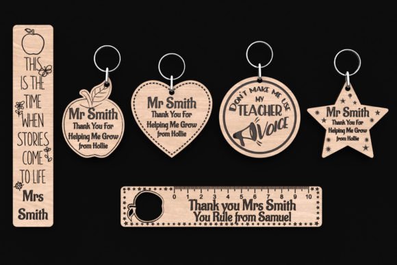 Teacher Keychain, Bookmark & Ruler SVG Laser Cut Set