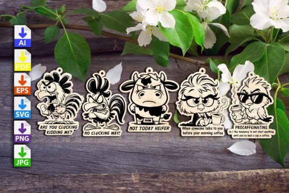 5 Animal Keychains Vector & Laser-Ready Set