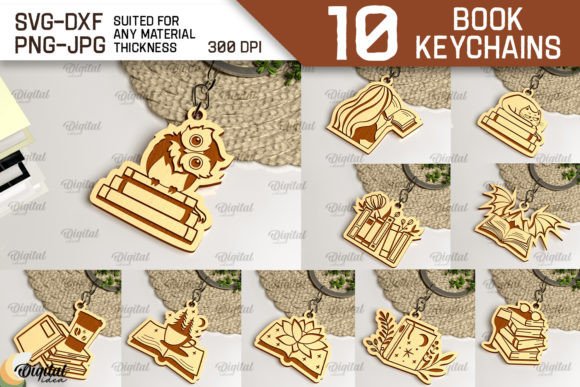 Laser-Cut Book Keychain Design Bundle