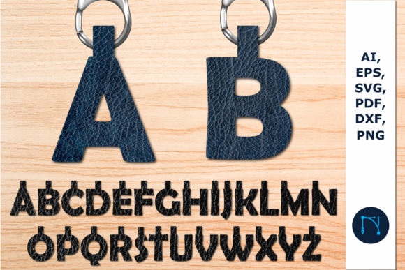 Alphabet Faux Leather Key Fob SVG Bundle