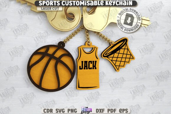 Personalized Sport Keychain Laser Cut SVG Set