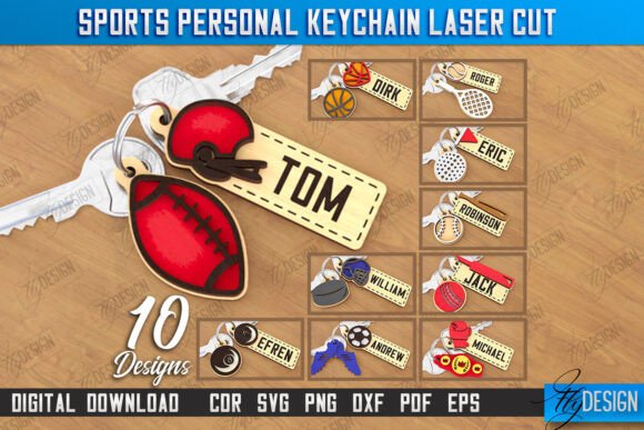 Sport Keychain Laser Cut Bundle