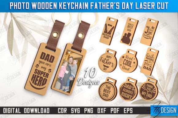 Wooden Photo Keychain CNC Cut File Bundle