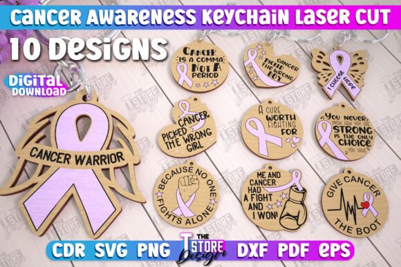 Cancer Awareness Keychain SVG & DXF Bundle