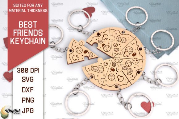 Best Friends Keychain Laser Cut Design