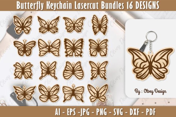 Butterfly Keychain Lasercut Bundle