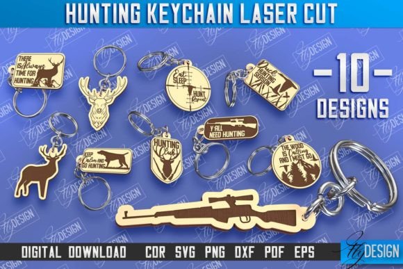 Hunting Keychain Laser Cut Design Bundle