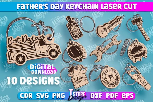 Father's Day Keychain Laser Cut Design