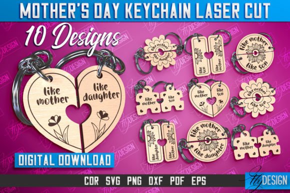 Mother's Day Keychain Laser Cut Bundle