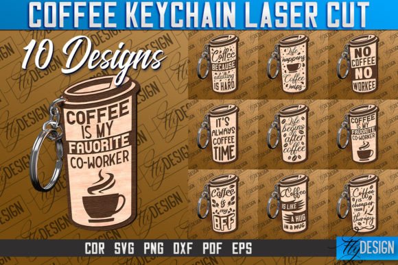 Coffee Keychain Laser Cut Funny Quotes SVG Pack