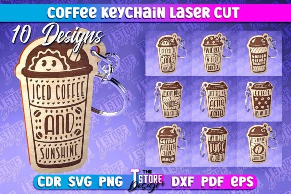 Coffee Keychain Laser Cut Funny Quotes SVG Set