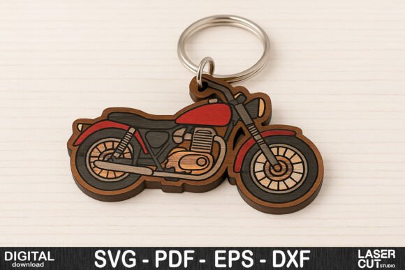 Classic Motorcycle Keychain SVG Laser Cut Design