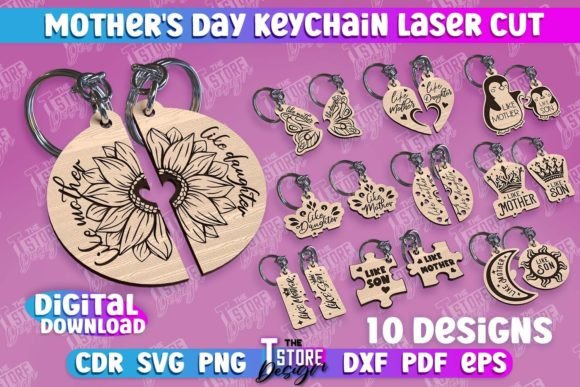 Mother's Day Keychain Laser-Cut Bundle