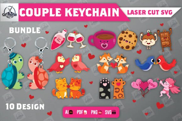 Couple Keychain Laser Cut SVG Pack
