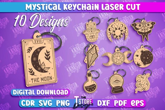 Mystical Symbols Laser Keychain Design Bundle