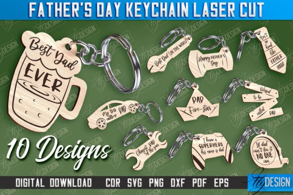 Father’s Day Keychain Laser Cut Design Files