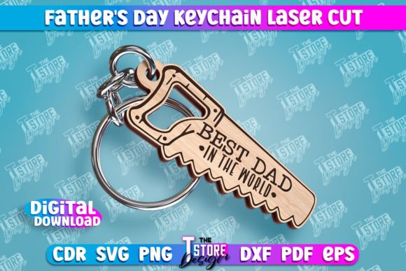 Father's Day Keychain Laser Cut Design