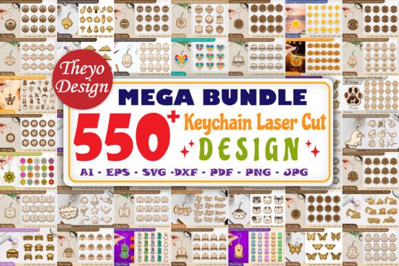 Mega Keychain Laser Cut Design Bundle 550 Files
