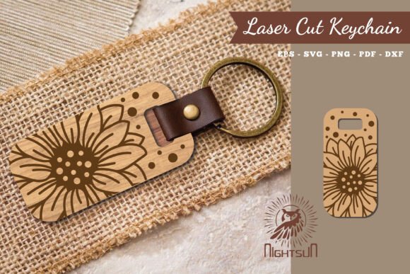 Sunflower Laser Cut Keychain Design