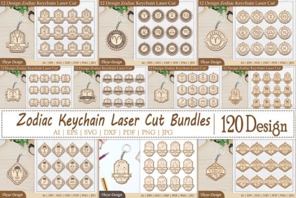 Zodiac Keychain Laser-Cut Design Bundle