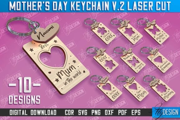 Keychain Laser Cut Bundle - SVG/EPS/PNG/DXF Set