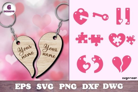 Valentine's Laser-Cut Keychain Designs