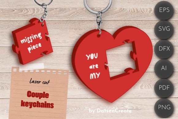 Valentine Heart Keychain Laser Cut File