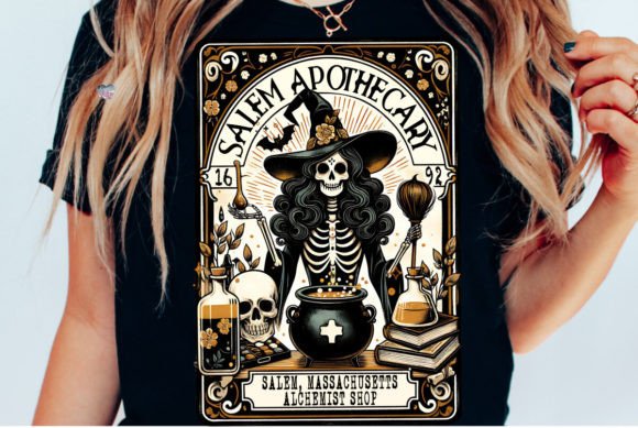 Salem Witch Tarot Card Design PNG