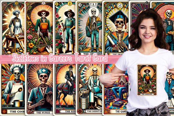 Skeleton Career Tarot Card Illustrations