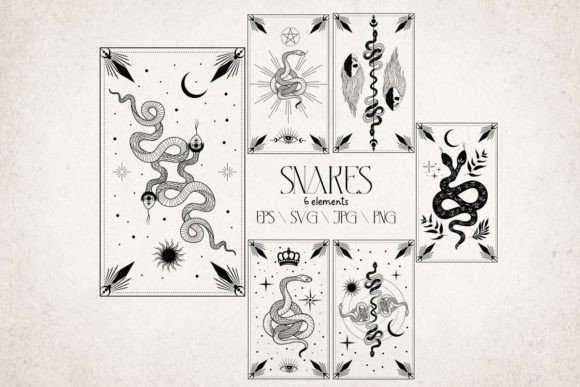 Mystical Snake Themed Illustration Set