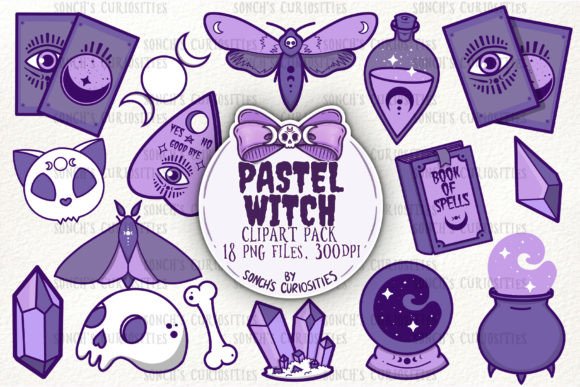 Magical Pastel Witch Clipart Bundle