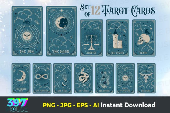 Vector Tarot Card Set for Craft Projects