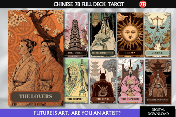 Exquisite Chinese New Year Tarot Art Deck