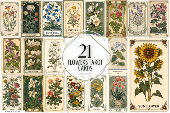 Creative Flowers Tarot Card PNGs