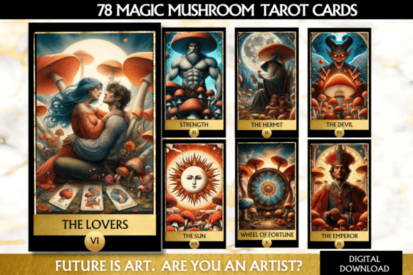 Artistic Magic Mushroom Tarot Deck