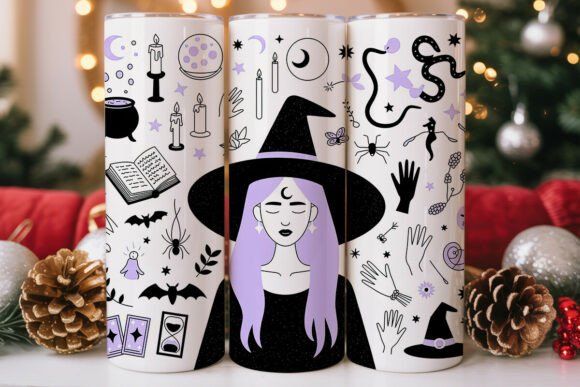 Mystical Witch Themed Tumbler Artwork