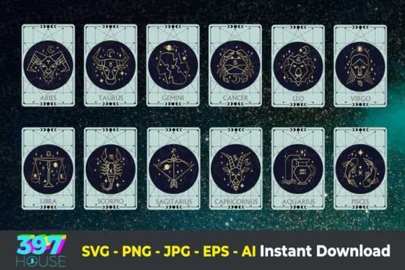 Zodiac Tarot Card SVG Bundle