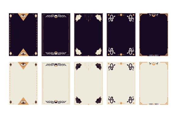 Celestial Tarot Card Frame Vector Templates