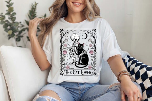 Gothic Cat Lovers Skeleton Tarot Card Design