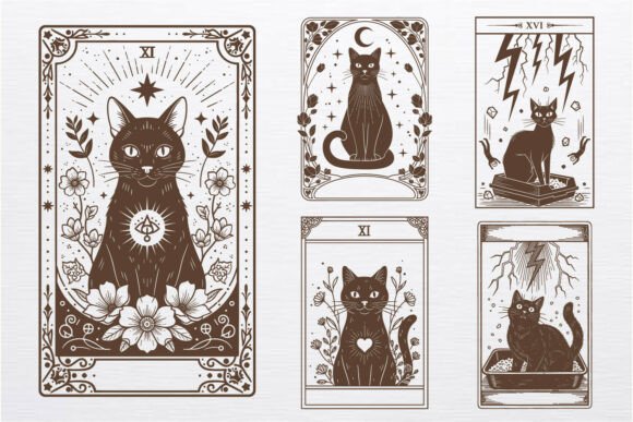 Mystic Black Cat Tarot SVG Bundle
