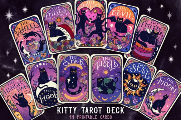 Mystical Cat Tarot Printable Deck
