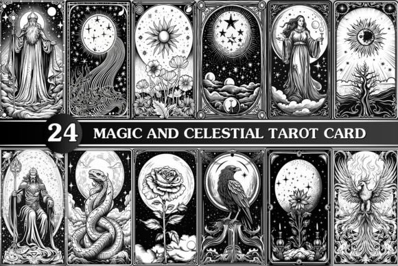 Celestial Tarot Card Clipart Collection