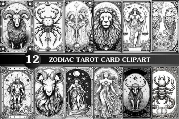 Zodiac Tarot Card Clipart Set