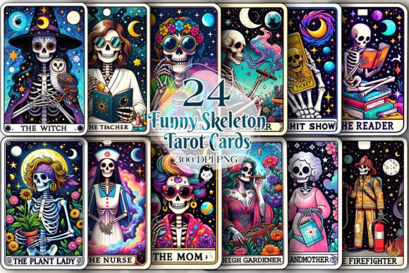 Sarcastic Skeleton Tarot Clipart Collection