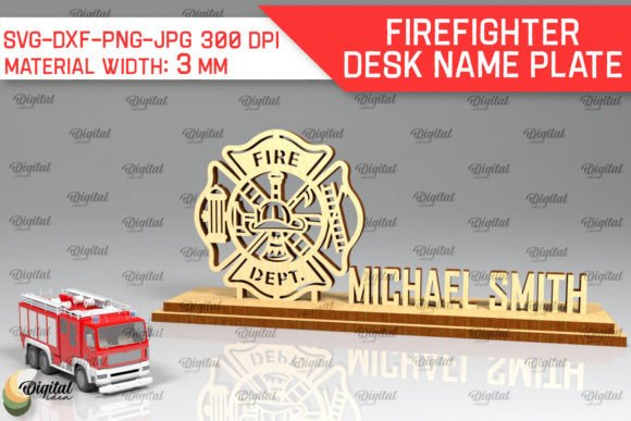 Firefighter Desk Name Plate Laser Cut SVG Set