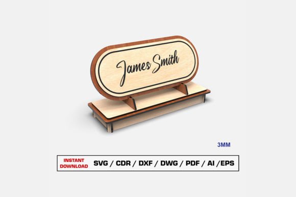 Laser Cut Desk Nameplate SVG & DXF for 3mm Materials
