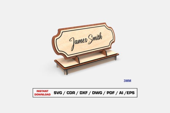 Laser-Cut Desk Nameplate SVG/DXF Template