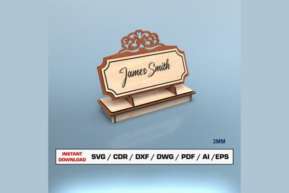 Desk Nameplate Laser Cut SVG and DXF Files